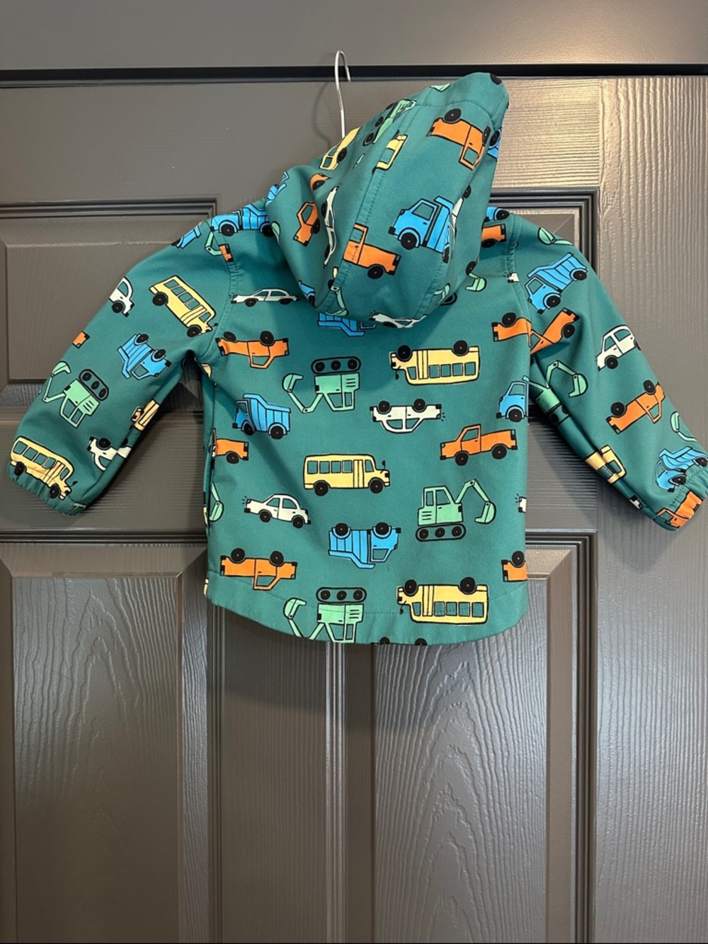 Kids Green Vehicle-Print Hooded Jacket - Cat & Jack 2T - Picture 2 of 4